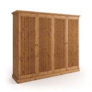 Armadio ad ante battenti "Guil" 06, pino finlandese massiccio, color rovere, maniglie: argento anticato, 4 ante, 212,5 x 248 x 63 cm