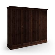 Armadio ad ante battenti "Guil" 06, pino finlandese, massiccio, color tabacco, maniglie: argento anticato, 4 ante, 212,5 x 248 x 63 cm