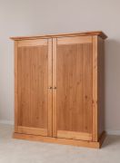 Armadio ad ante battenti "Guil" 07, pino finlandese, massiccio, color rovere, maniglie: argento anticato, 2 ante, 147 x 129 x 54 cm