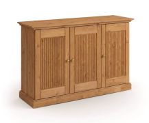 Madia "Guil" 09, pino finlandese, massiccio, color rovere, maniglie: argento anticato, 3 ante, 91 x 142 x 45 cm