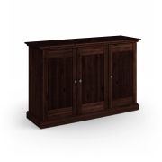 Credenza "Guil" 08, pino finlandese, massiccio, color tabacco, maniglie: argento anticato, 3 ante, 91 x 142 x 45 cm