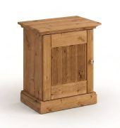 Comodino "Guil" 09, pino finlandese, massiccio, color rovere, maniglie: argento anticato, 1 anta, apertura anta sx, 61 x 54 x 36 cm