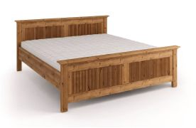 Letto matrimoniale "Guil" 01, pino finlandese, massiccio, color rovere, superficie di riposo: 160 x 200 cm