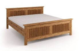 Letto king size "Guil" 02, pino finlandese, massiccio, color rovere, superficie di riposo: 180 x 200 cm