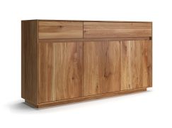 Madia "Venant" 11, rovere massello, oliato, 3 ante, 4 scomparti, 2 cassetti, funzione "push-to-open", Sistema "Soft Close", 154 x 40 x 85 cm