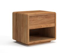 Comodino "Venant" 13, rovere massello, oliato, 1 cassetto, 1 vano a giorno, funzione “push-to-open”, Sistema “Soft Close”, 50 x 39 x 45 cm