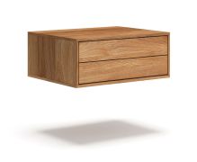 Comodino sospeso "Venant" 17, rovere massello, oliato, 2 cassetti, funzione "push-to-open", Sistema "Soft-Close", 50 x 39 x 19 cm