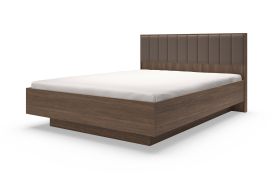 Letto matrimoniale "Hassine" 07, color rovere Dunin, testiera imbottita, bordi in ABS, vano contenitore, superficie di riposo: 160 x 200 cm