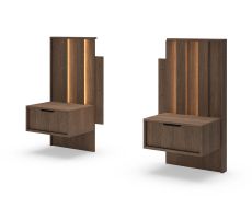 Comodino "Hassine" 08, set 2 pz, color rovere Dunin, 2 cassetti, illuminazione a LED, Sistema "Soft-Close", 50 x 40 x 102 cm