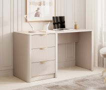Scrivania "Sloughia" 19, beige, maniglie: metallo, 3 cassetti, bordi in ABS, 140 x 55 x 76 cm