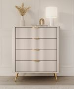 Cassettiera "Sloughia" 17, beige, maniglie e gambe: metallo, 4 cassetti, bordi in ABS, 88 x 38 x 101 cm