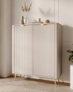 Madia "Sloughia" 16, beige, maniglie e gambe: metallo, 2 ante a battente, 6 scomparti, bordi in ABS, 113 x 38 x 134 cm