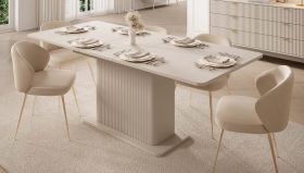 Tavolo da pranzo allungabile "Sloughia" 18, beige, bordi in ABS, 160-200 x 90 x 75 cm