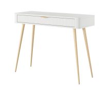 Toeletta "Sloughia" 15, bianco, frontale cannettato, maniglie e gambe: metallo, 1 cassetto, 78 x 100 x 38 cm