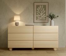 Madia "Bizerta" 04, color rovere Vicenza, gambe: legno, 6 cassetti, bordi in ABS, funzione "push-to-open", 160 x 38 x 80 cm