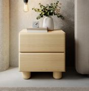 Comodino "Bizerta" 2, color rovere Vicenza, gambe: legno, 2 cassetti, bordi in ABS, funzione "push-to-open", 50 x 38 x 52 cm