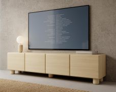 Mobile TV "Bizerta" 06, color rovere Vicenza, 4 ante a battente, 4 scomparti, bordi in ABS, funzione "push-to-open", 200 x 38 x 47 cm