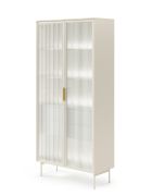 Vetrina Chaabane 01 cashmere | 2 ante in vetro | LED integrato | Metallo | 194,5 x 91,5 x 39 cm