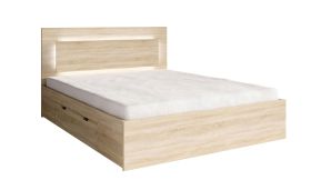 Letto matrimoniale Almopia 05 | Rovere Sonoma | 1 cassetto | Illuminazione LED | 160 x 200 cm