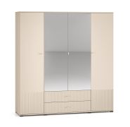 Armadio 2 ante a specchio Petkula 23 | Beige chiaro | Design a doghe | 2 metri larghezza | 2 cassetti | Soft-close