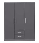 Armadio a tre ante Hannut 37 | Antracite moderno | 190 x 150 x 56 cm | Ampio spazio e design elegante