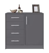 Cassettiera stretta Hannut 49 | Antracite elegante | 84 x 90 x 40 cm | Design moderno e compatto