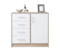 Cassettiera stretta Hannut 15 | Bianco e rovere | 84 x 90 x 40 cm | Design moderno e compatto