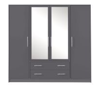 Armadio con due specchi Hannut 36 antracite | 190x200x56 cm | Spazio organizzato e stile moderno