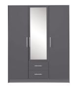 Armadio semplice con specchio Hannut 38, colore: antracite - Dimensioni: 190 x 150 x 56 cm (A x L x P)