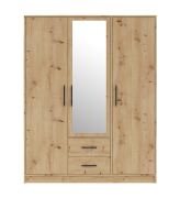 Armadio con specchio Hannut 21, colore: rovere artigianale - Dimensioni: 190 x 150 x 56 cm (A x L x P)