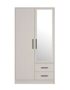 Armadio battente "Hannut" 13 | Cashmere | 2 ante, 1 specchio, 2 cassetti | 190 x 100 x 56 cm