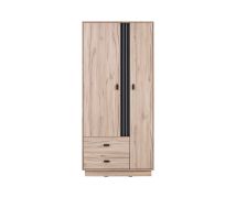 Armadio camera da letto moderno con 2 cassetti | Rovere e antracite | 195 x 90 x 60 cm