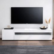 Mobile TV "Silvado" 1, bianco lucido, anta a ribalta, 155 x 40 x 45 cm