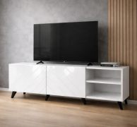 Mobile TV "Zolvane" 1.5, bianco lucido, 2 ante, 6 ripiani, design senza maniglie, 150 x 42 x 53,5 cm