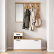 Ingresso completo - Set "Kelvini", 2 pz, rovere Sonoma/bianco, 3 scomparti, 1 cassetto, 1 specchio, 6 ganci