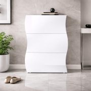 Scarpiera "Vela Nova" 2, bianco lucido, 3 scomparti, 60-74 x 27 x 121 cm