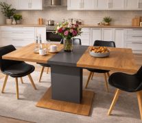 Tavolo allungabile "Teem", color rovere Artisan / grafite, 4-6 pax, 110-150 x 70 x 80 cm