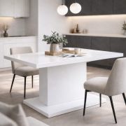 Tavolo da pranzo "Statura" 1, bianco lucido, spessore piano 32 mm, 4-6 pax, 138 x 80 x 74 cm