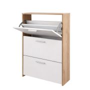 Scarpiera "Belvun" 3, color rovere Artisan / bianco opaco, 3 scomparti a ribalta, 69 x 25 x 115 cm