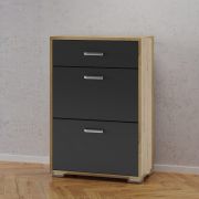 Scarpiera "Stepino", color rovere Artisan / antracite opaco, 2 scomparti, 1 cassetto, 60 x 30 x 88,5 cm