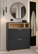 Scarpiera "Zonza", color antracite opaco / rovere Artisan, 2 scomparti a ribalta, 85 x 32 x 109