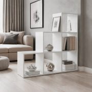 Scaffale / Divisorio "Pyon" 6, color ninfea alba, 6 ripiani, 105,5 x 29,2 x 104,7 cm
