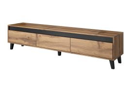 Mobile TV "Silvigo", color rovere Artisan / antracite, 3 cassetti, 200 x 42 x 53,5 cm