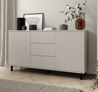 Madia "Cienequillas" 14, color cashmere, 2 ante a battente, 4 scomparti, 3 cassetti, funzione "push-to-open", 150 x 40 x 82 cm