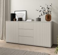Madia "Cienequillas" 14, color cashmere, 2 ante a battente, 4 scomparti, 3 cassetti, funzione "push-to-open",150 x 40 x 72 cm