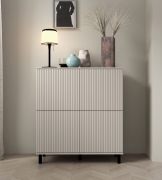Madia "Cienequillas" 13, color cashmere, 4 ante a battente, 8 scomparti, funzione "push-to-open", 100 x 40 x 112 cm
