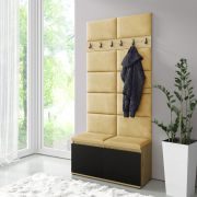 Panca appendiabiti compatta per 8 paia di scarpe | 6 ganci | 4 scomparti | 15x100x40 cm | Artisan/Nero/Giallo Napoli