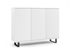Cassettiera moderna Zapopan 11 bianca | 3 ante, 6 scomparti | 100 x 150 x 40 cm | Design elegante