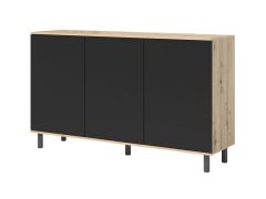 Cassettiera moderna Zapopan 09 | Rovere Artisan e nero | 3 ante | 98 x 150 x 40 cm | 6 scomparti