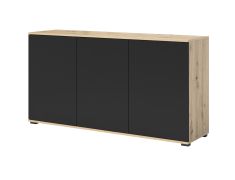 Cassettiera ingresso Zapopan 10 | 3 ante | 6 vani | 88 x 150 x 40 cm | rovere Artisan e nero | design moderno